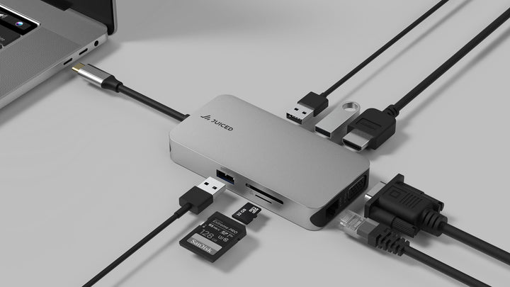 DecaHUB - 10 Port Multifunction USB-C Adapter - Juiced Systems