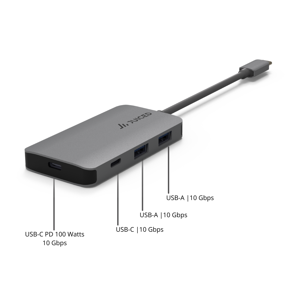 QuadHUB POWER | USB-C Power Delivery 10 Gbps Adapter